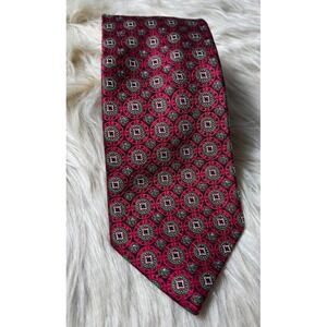 JZ Richards Parisian Silk Tie Mens Red Green Black Geometric Luxury